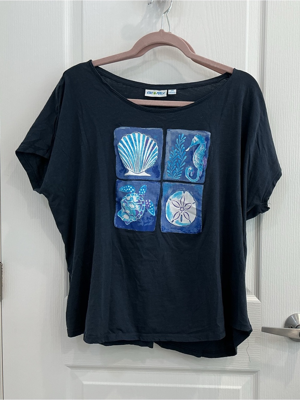 Coastal Graphic Tee with Blue Ocean Motif